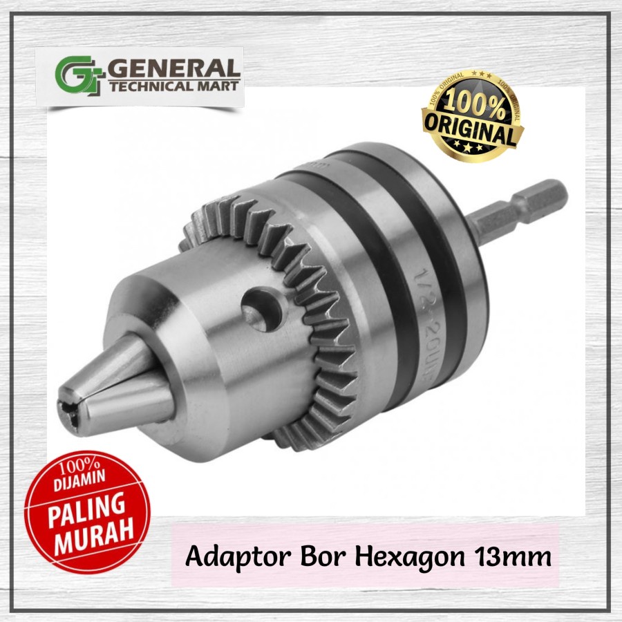 Jual Adaptor bor hexagon 13mm x 1/2 hex shank keyless chuck adapter