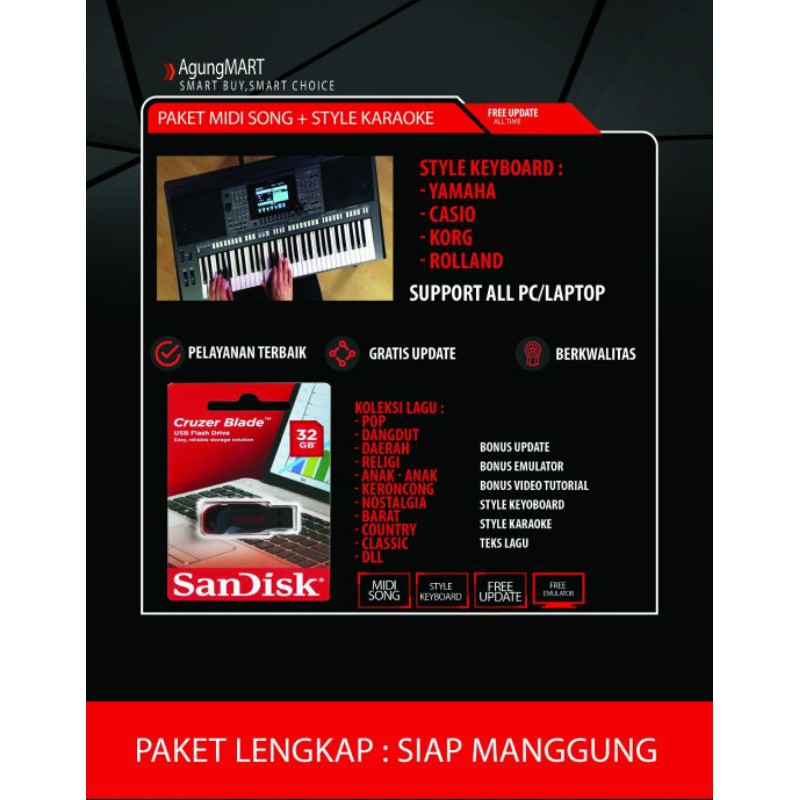 Jual PAKET KARAOKE MIDI SONG (FLASHDISK 2TB) LIRIK + STYLE KEYBOARD ...