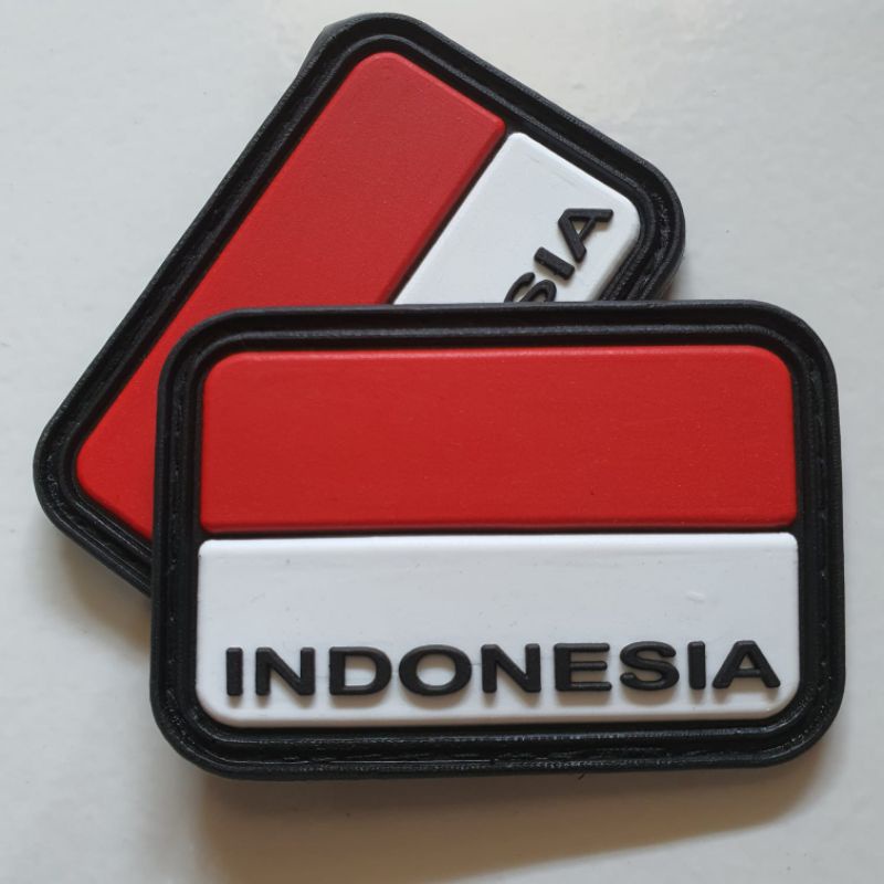 Jual Patch Rubber Logo Bendera Merah Putih Tulisan Indonesia 3D Oval ...