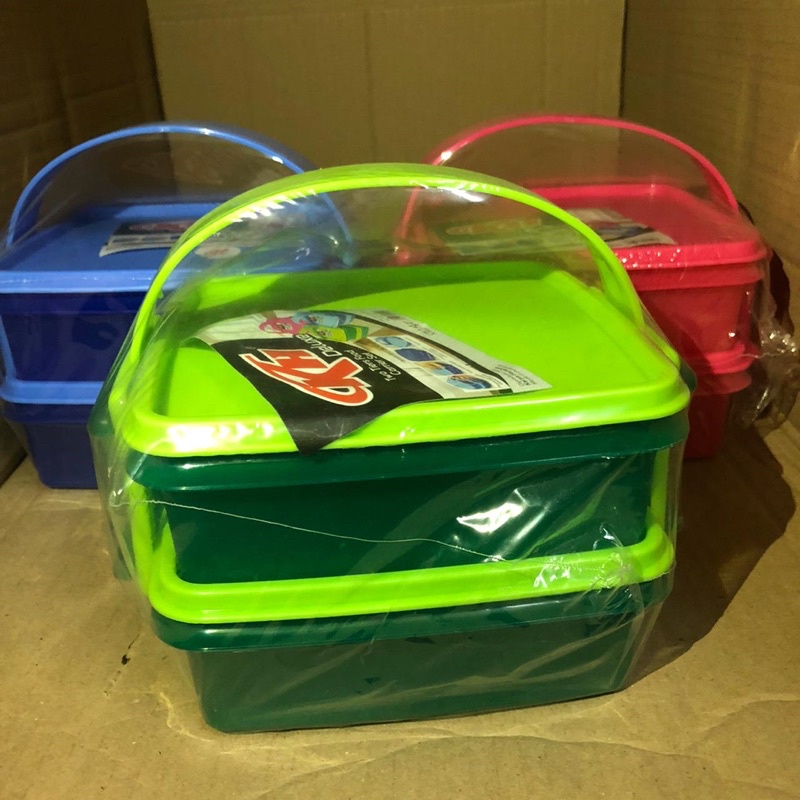 Jual Rantang Kotak Nasi Bekal Makanan Kotak Makan Lunch Box Plastik 2 ...