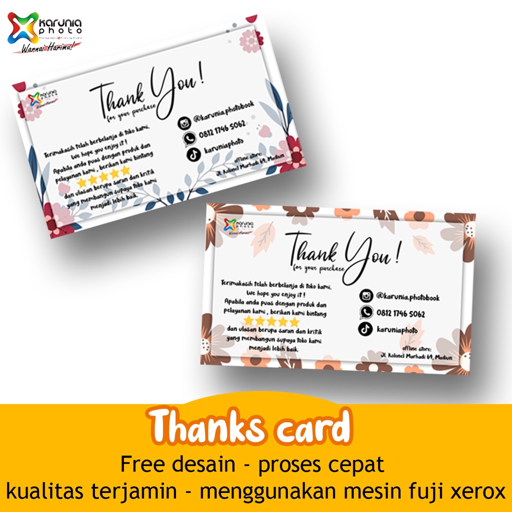 Jual THANK YOU CARD // kartu ucapan CUSTOM // KARTU UCAPAN | Shopee