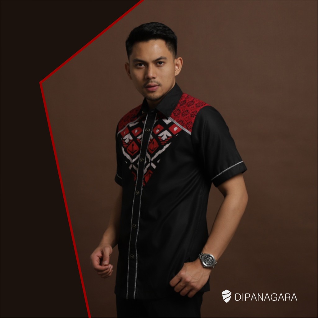 Jual Kemeja Lengan Pendek Pria Casual Modern Kombinasi Batik Warna ...