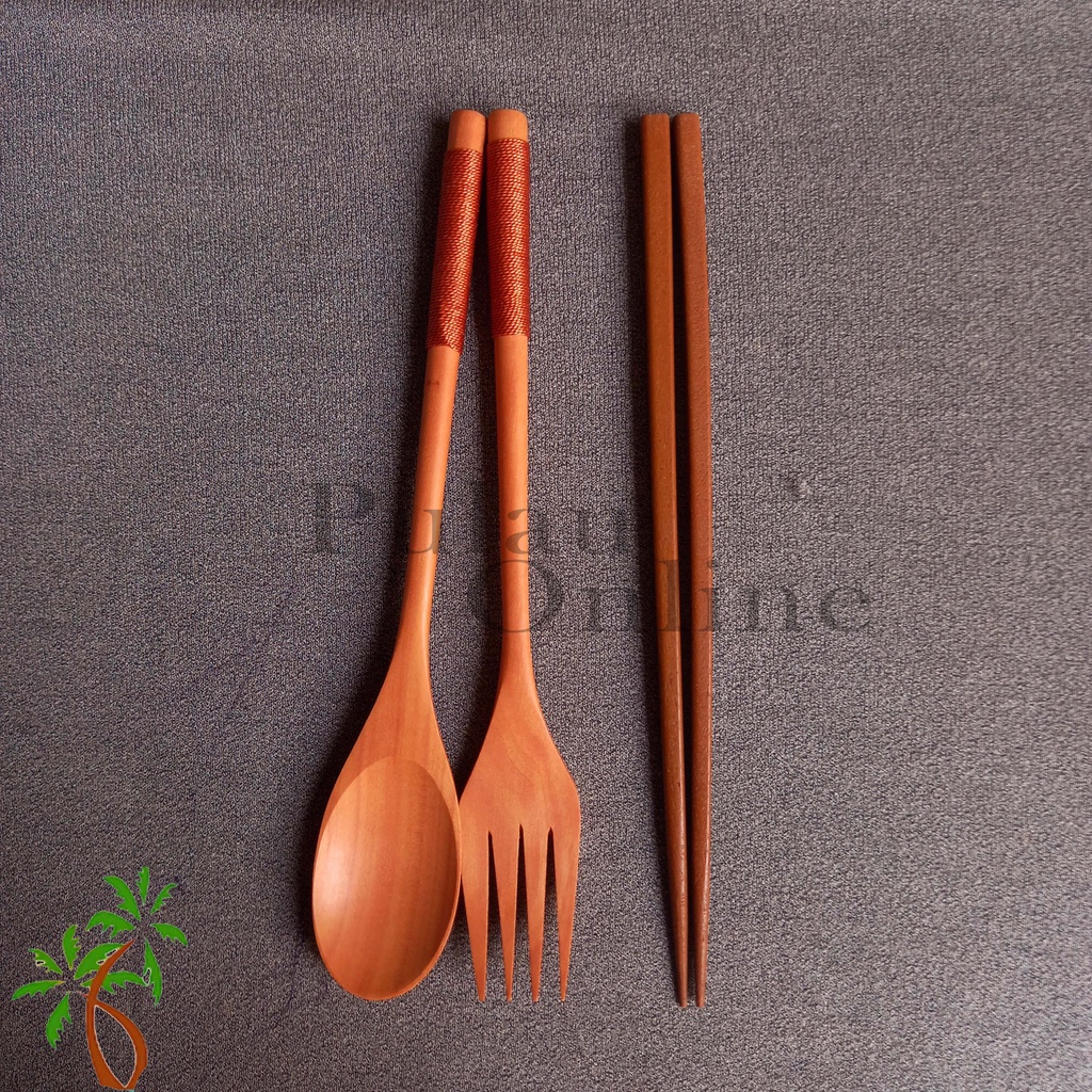 Jual Sendok Sumpit Kayu Korea Sujeo Set Long Spoon Wooden Cutlery