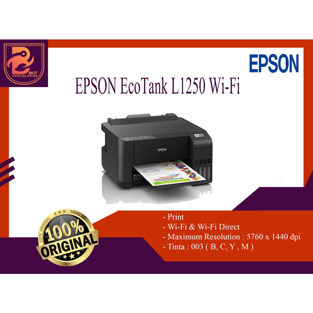 Jual Printer Epson L1250 Ecotank Print Wi Fi Ink Tank Original Garansi Resmi Shopee Indonesia 2081