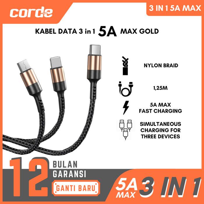 Jual Produkku Kabel Data Corde 3 In 1 Fast Charging 5A Micro Usb ...