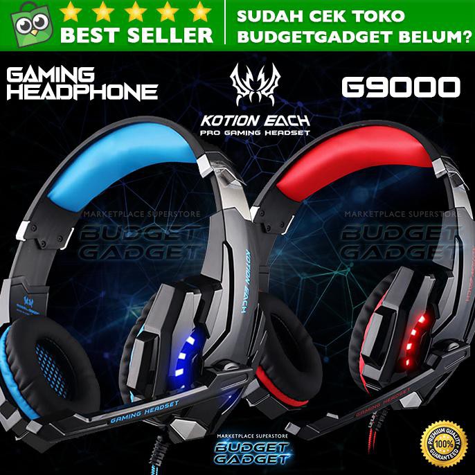 Jual Kotion Each G9000 Gaming Headset Twisted with LED Light Biru