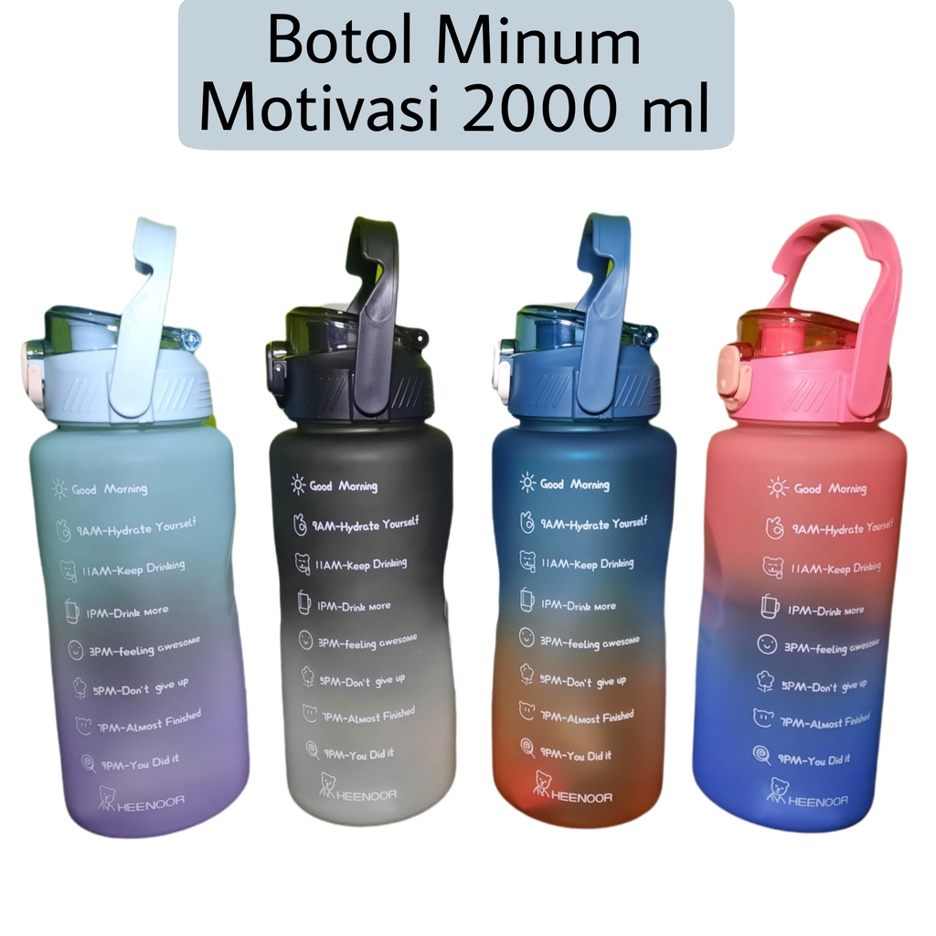 Jual Botol Minum Viral 2 Liter Botol Minum Motivasi Kekinian Warna 2000 ...