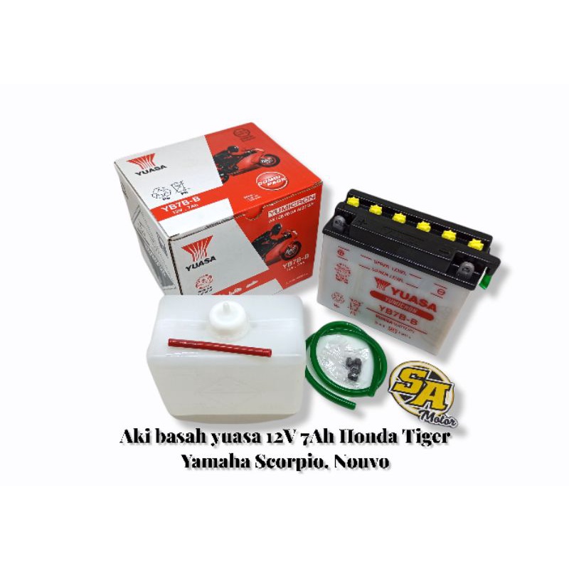 Jual AKI ACCU BATERAI BASAH HONDA TIGER SCORPIO NOUVO YB7B-B YUASA 12V
