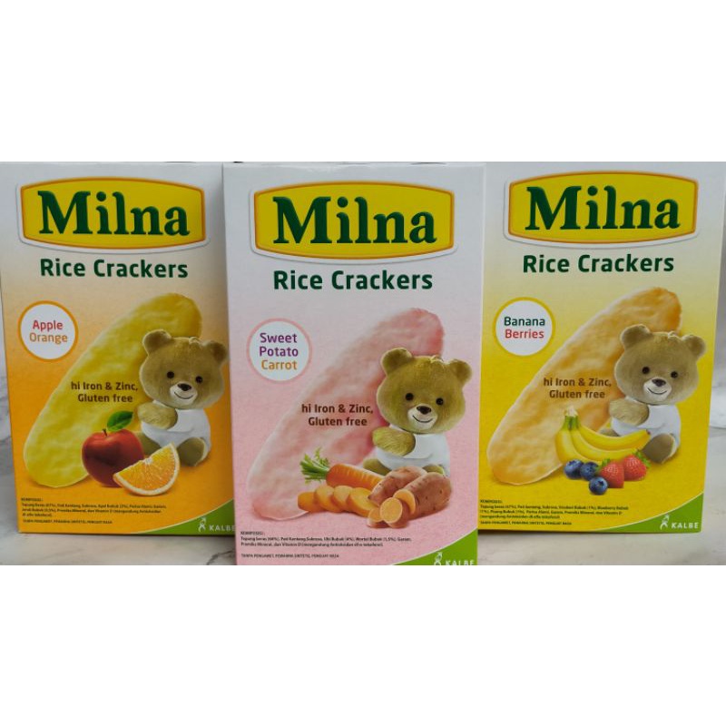 Jual Milna Rice Crackers 20g ( 5 @ 4g ) Milna Rice 20g Snack Bayi ...