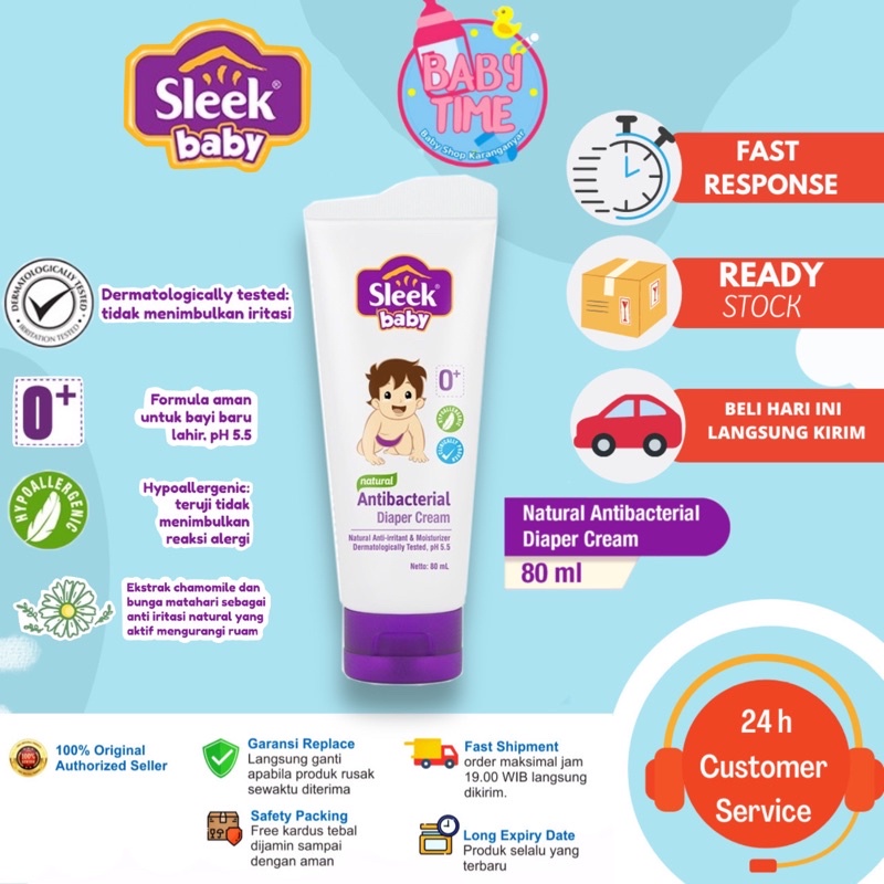 Jual Sleek Baby Antibacterial Diaper Cream / Cream ruam susu dan ruam bayi / diaper rash cream