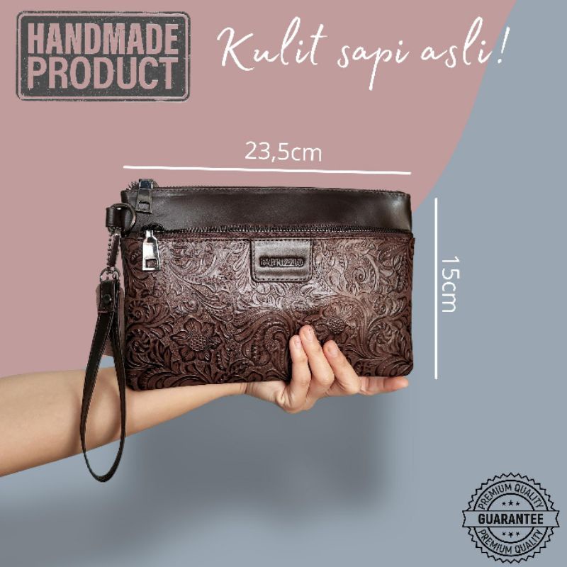 Jual tas tangan| hand bag clutch kulit sapi asli | Shopee Indonesia