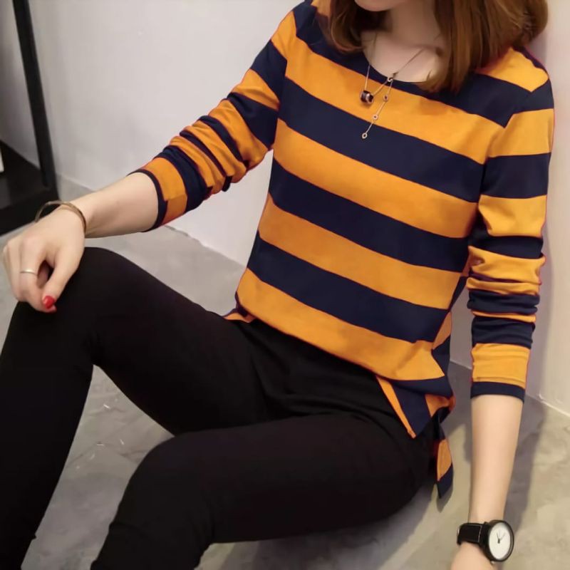 Jual KAOS WANITA ALEXA LENGAN PANJANG KAOS SALUR WANITA Shopee - Main Image
