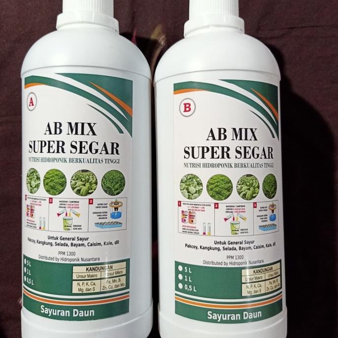 Jual NUTRISI HIDROPONIK AB-MIX CAIR SAYURAN , 1 LITER A DAN 1 LITER B ...