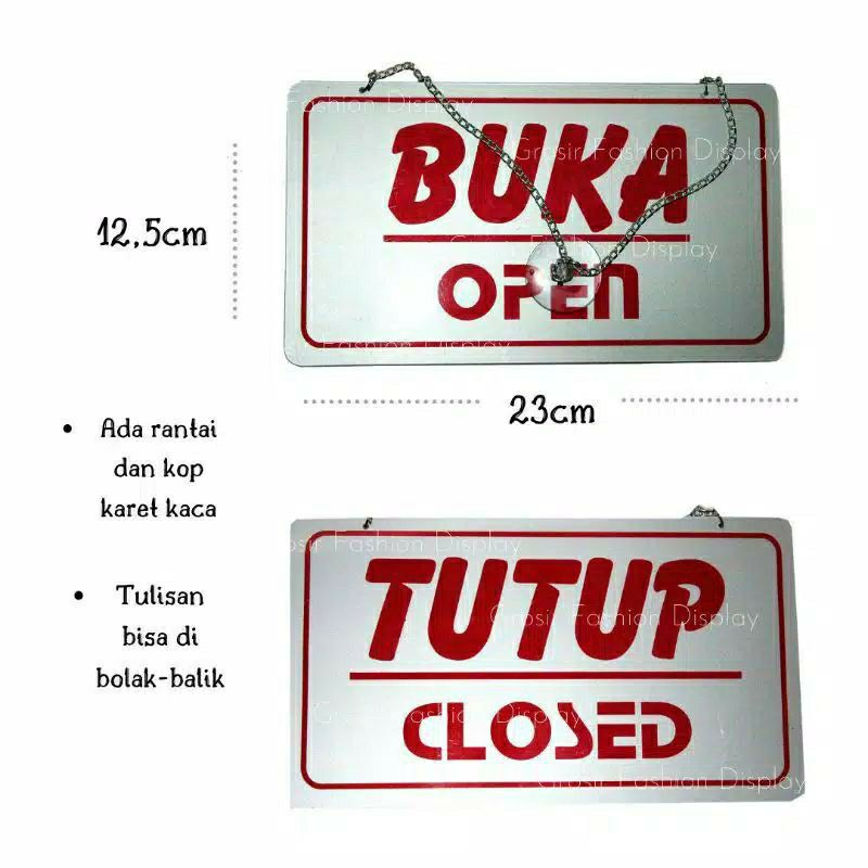 Jual Rambu Plat Akrilik Tulisan Buka Tutup Rambu Open Close