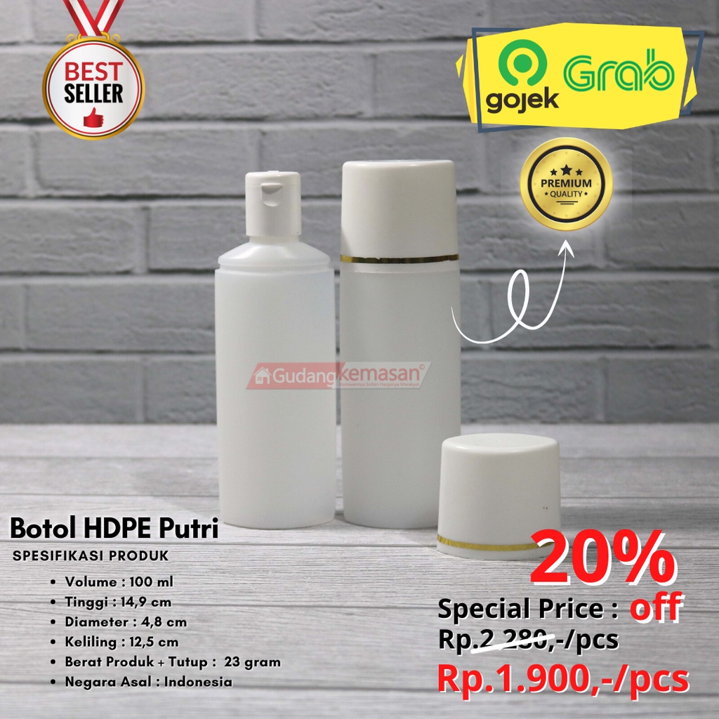 Jual BOTOL PLASTIK 100ML HDPE PUTRI TUTUP FLIPTOP PER 10PCS | Shopee ...