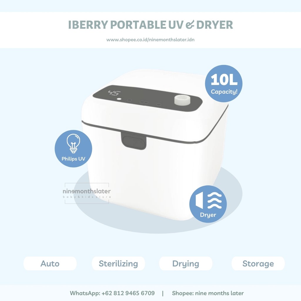 iBerry Portable UV Sterilizer with Dryer 10L Steriliser Bayi Disinfection  Disinfectant Kotak Pembersih