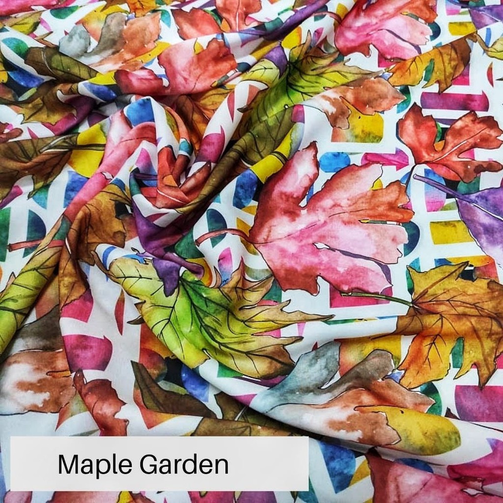 Jual Kain Print Bunga Sutra / Kain Print Sutra Woolpeach D-076 - Maple ...