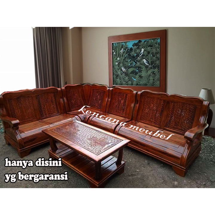 Jual Kursi Tamu Sudut Gajah Jati/Kursi Ruang Tamu Pojok Kayu | Shopee