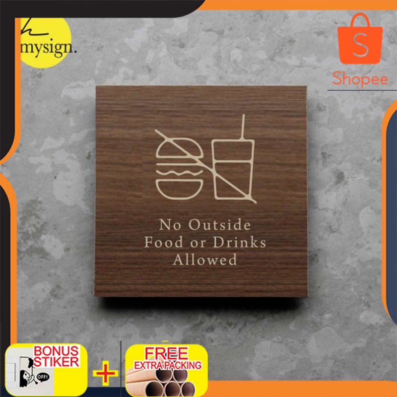Jual Terlaris No Outside Food Drink Sign Board Kayu Print Signage Label ...