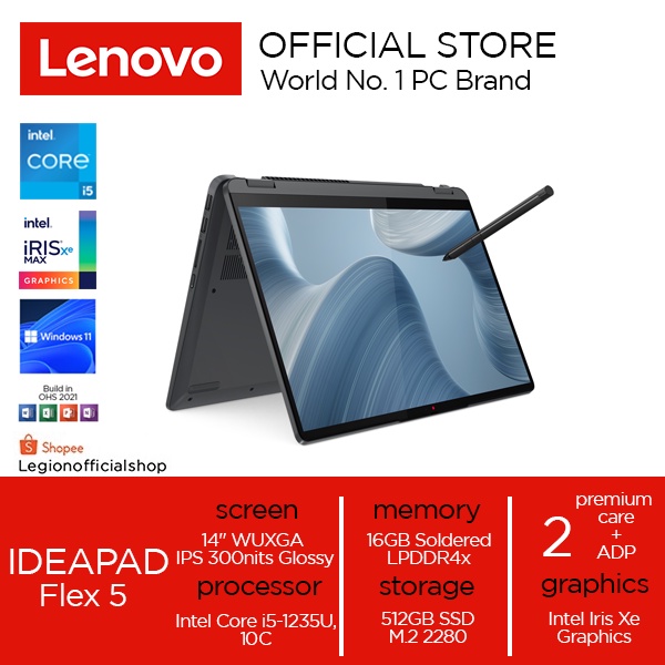 Jual Lenovo IdeaPad Flex 5 14IAU7 Core I5-1235U RAM 16GB SSD 512GB SSD ...