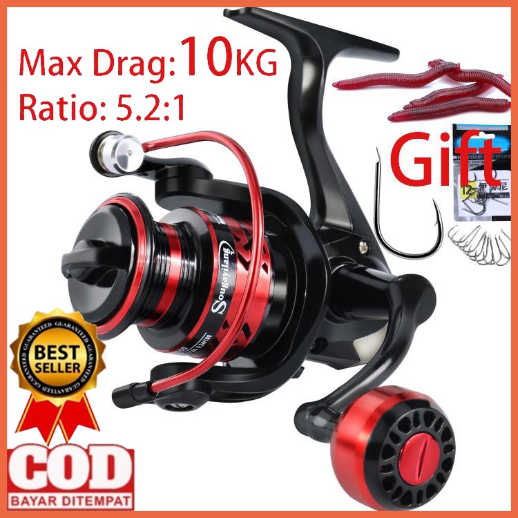 Reel Pancing 12LB Pancing Max Drag Gulungan Pancing 1000-5000 Bahan Metal  Untuk Air Laut Fishing reel Alat Pancingan