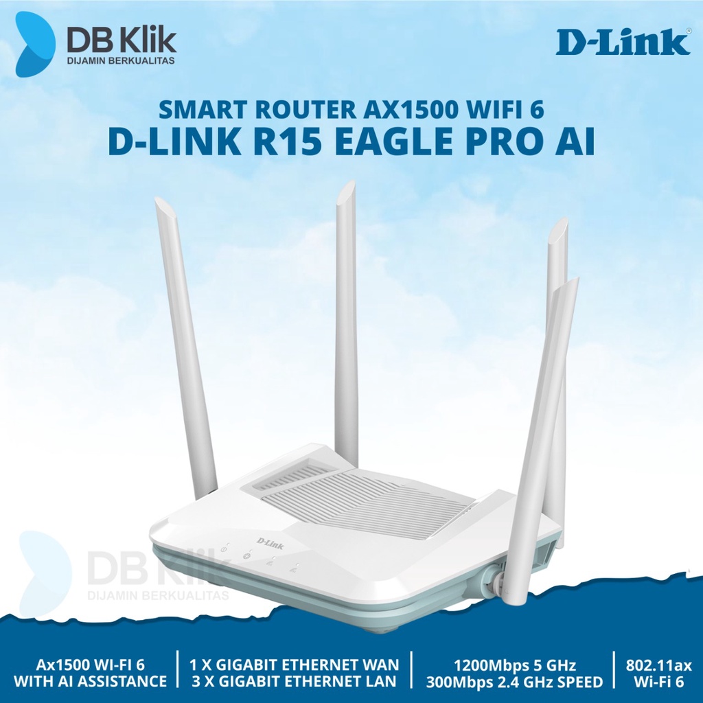 Jual Smart Router D-Link R15 EAGLE PRO AI AX1500 WiFi 6 - DLink R15 ...