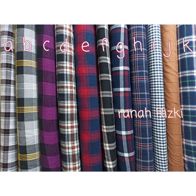 Jual kain semi wool kotak kotak motif tartan sw02b/ bahan kemeja flanel ...