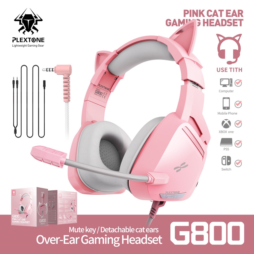Xbox Headset With Mic Cute Cat Ears Headphones Bluetooth Wireless