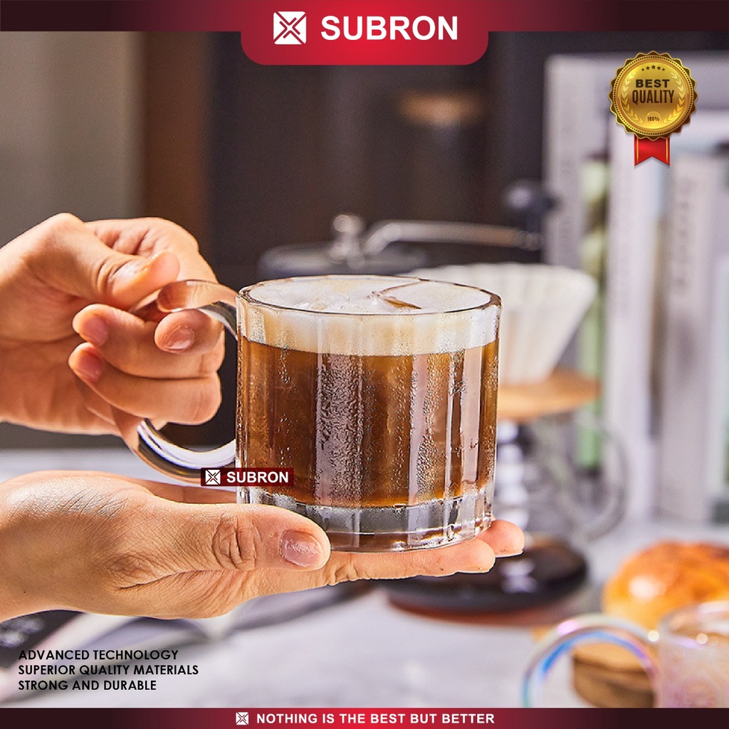 Jual SUBRON Aesthetic Glass Cup Cangkir Teh Mug Susu Gelas Kaca ...