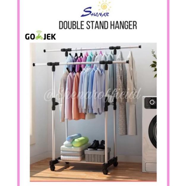 Jual Stand Hanger Double Sisi Rak Gantungan Baju Tiang Jemuran