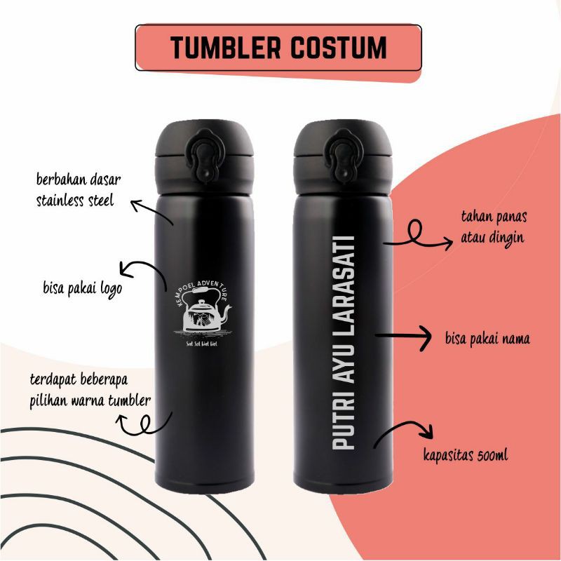 Jual Tumbler Termos Stainless Custom Grafir Nama And Logo Shopee Indonesia 4007