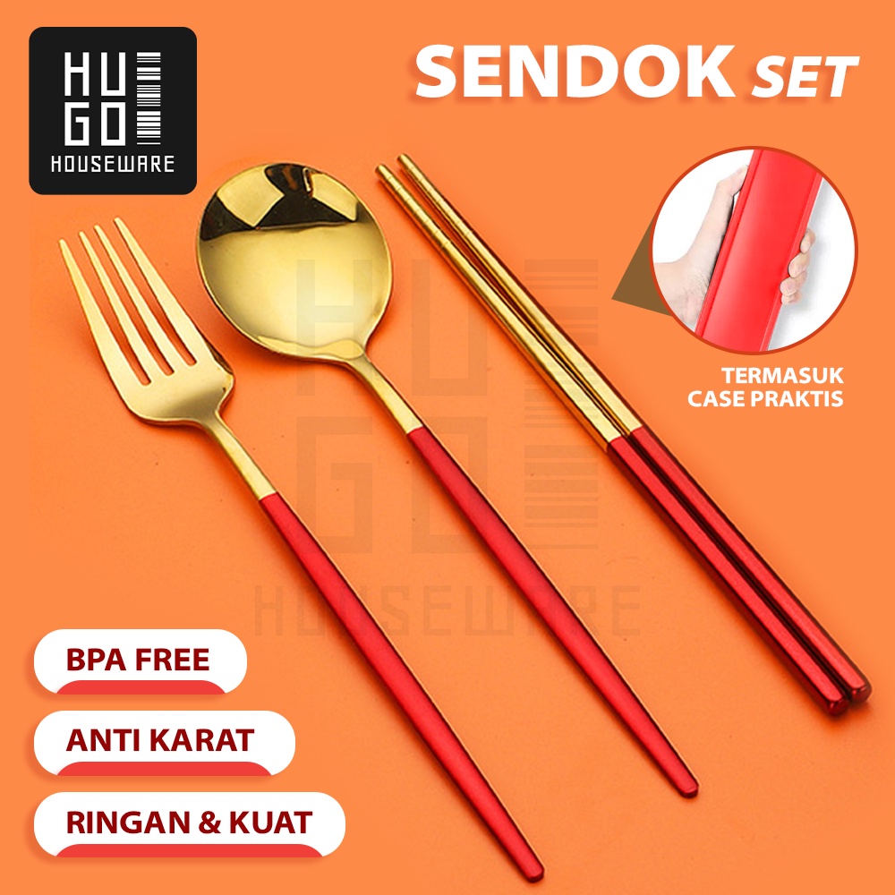 Jual Sendok Garpu Sumpit Set Alat Makan Stainless Steel 304 Food Grade