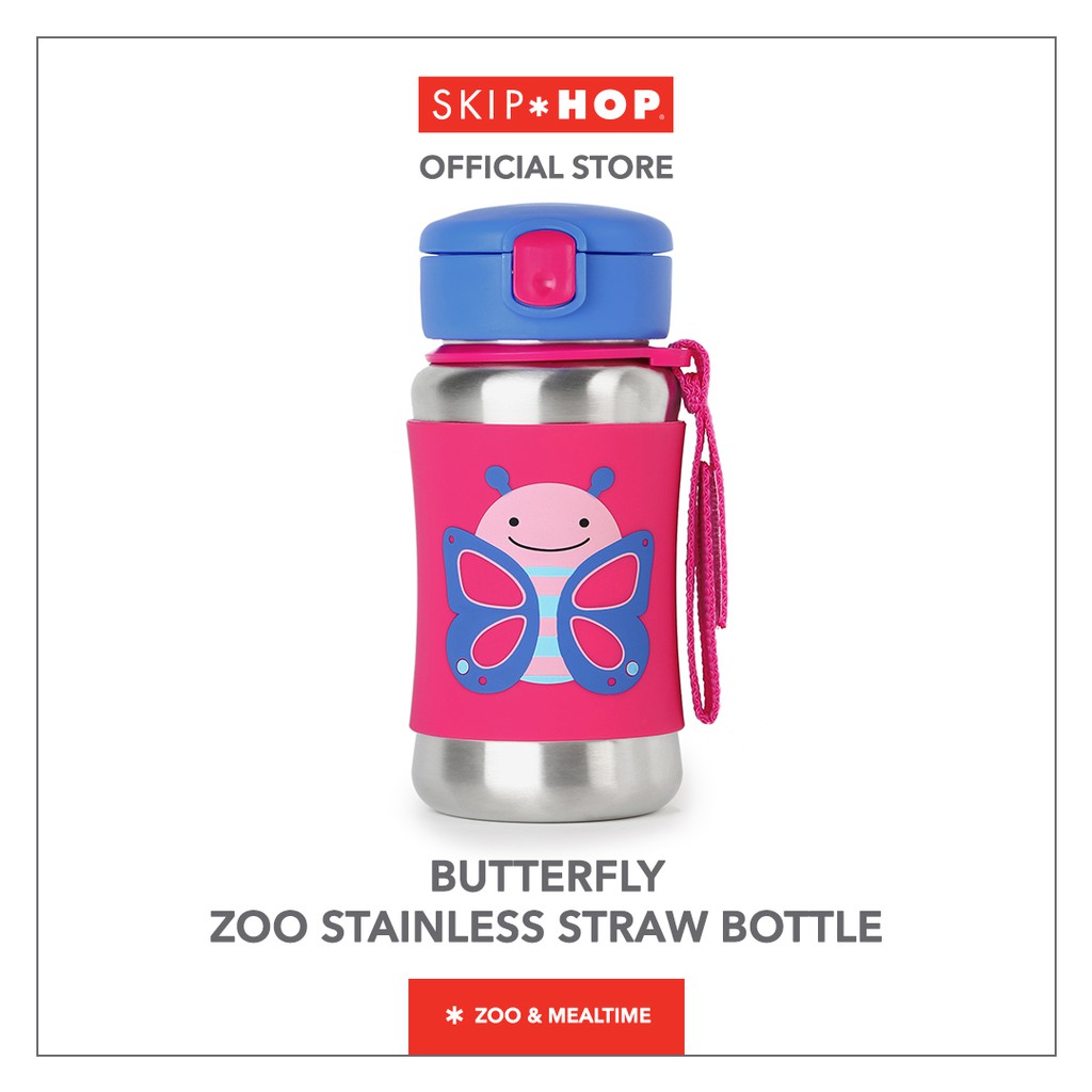 Butterfly Zoo Stainless Steel Little Kid Straw Bottle