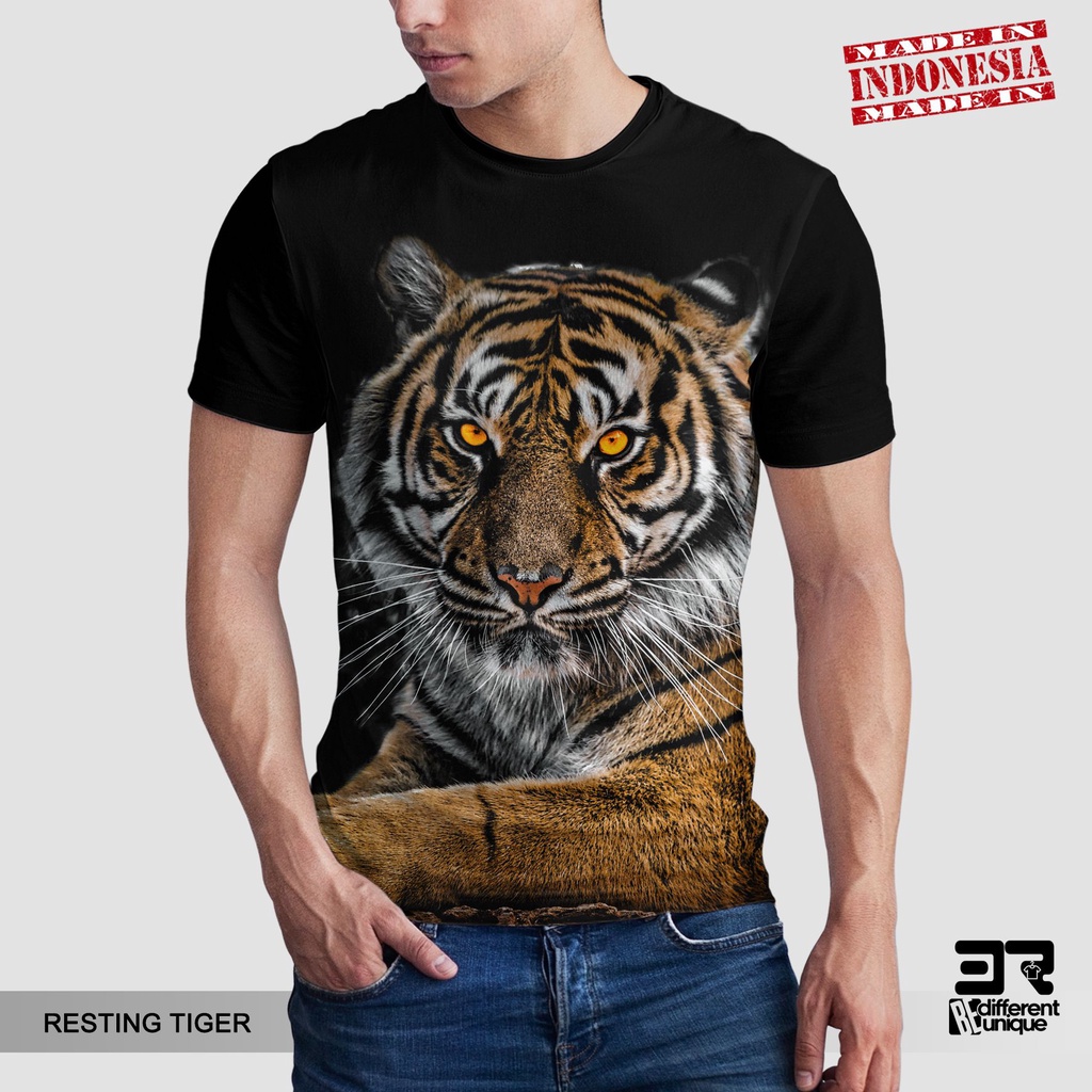 Jual [ COD ] KAOS PRINTING GAMBAR HEWAN RESTING TIGER HARIMAU - BAJU ...