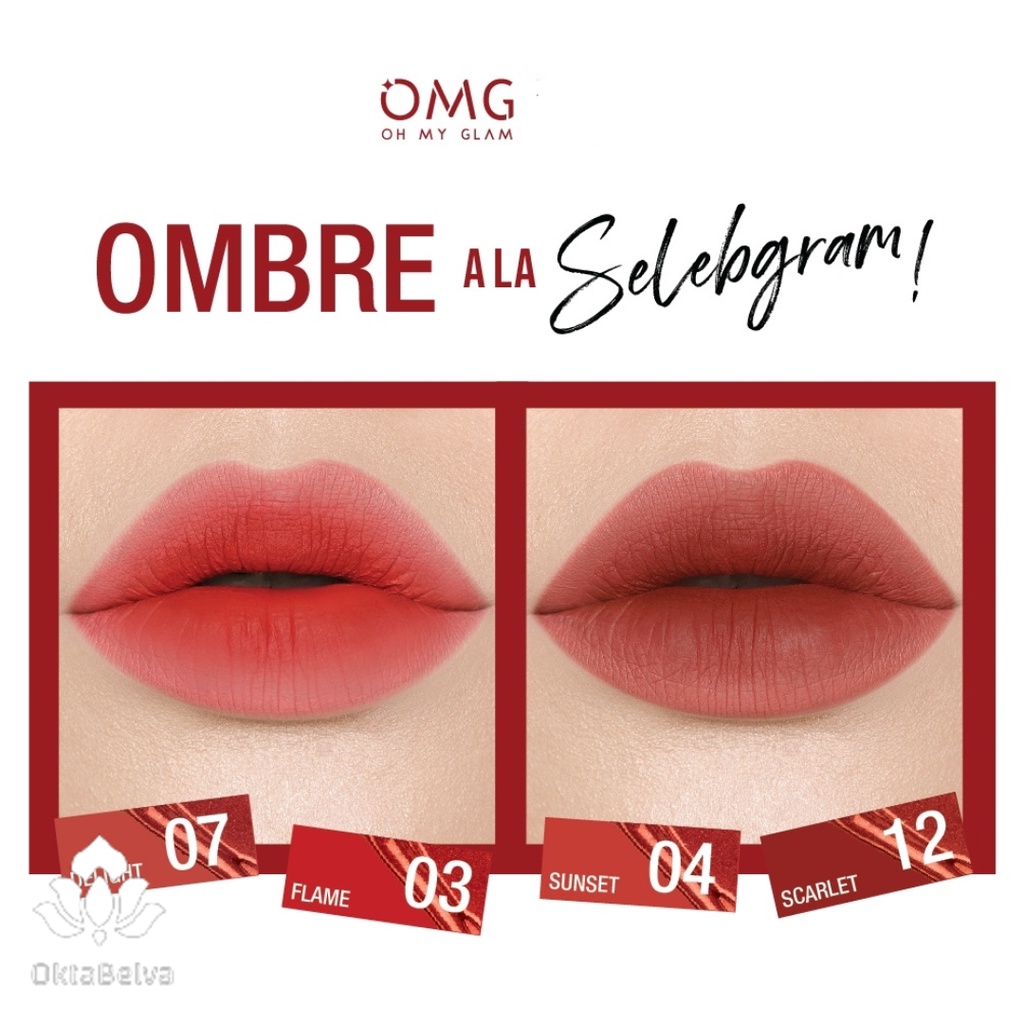 Jual (Paket 2 pcs 100% ORI) Ombre Viral OMG Oh My Glam Matte Kiss Lip ...