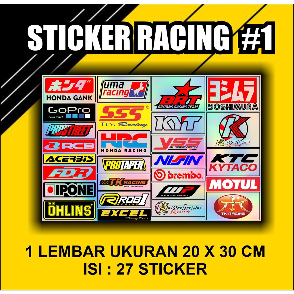 Jual Sticker Racing Sticker Helm Sticker Motor 1 PCSK ISI 27 PCS (Bahan ...