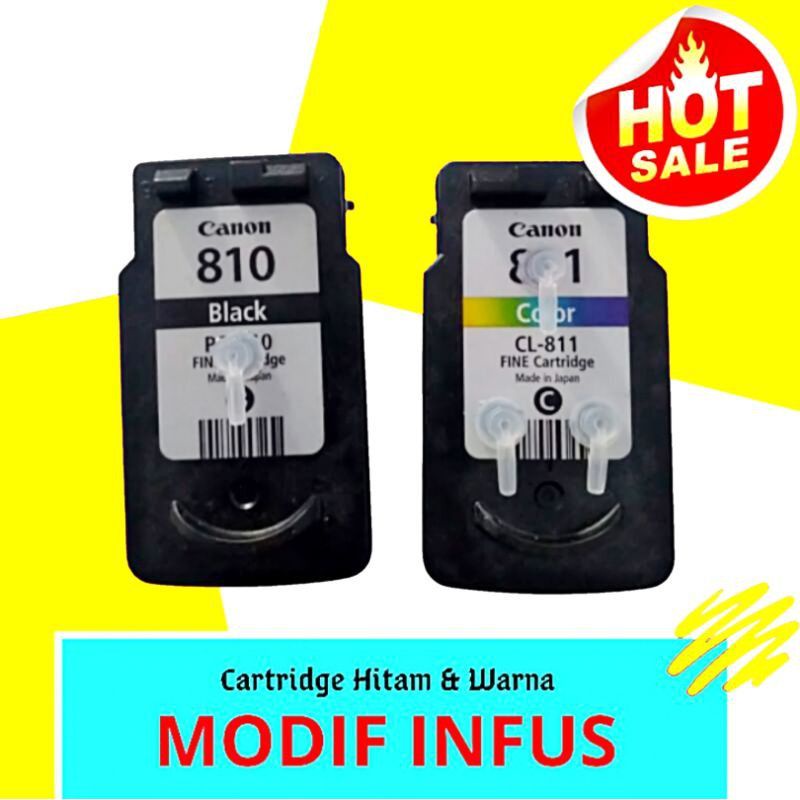 Jual Catridge Cartridge Canon PG 810 CL 811 siap pakai mode infus Bekas
