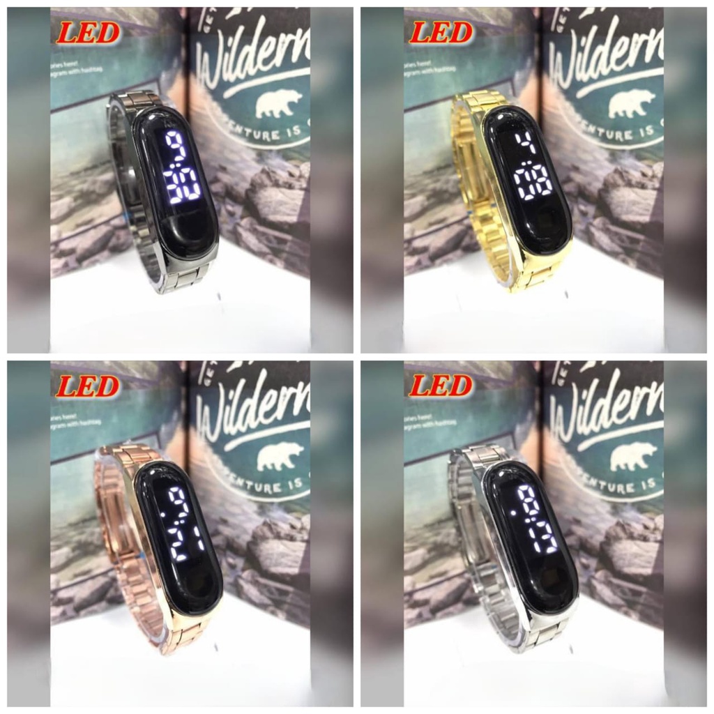 Jual BISA COD JAM TANGAN WANITA DIGITAL JAM ELECTRONIC LED RANTAI STEEL