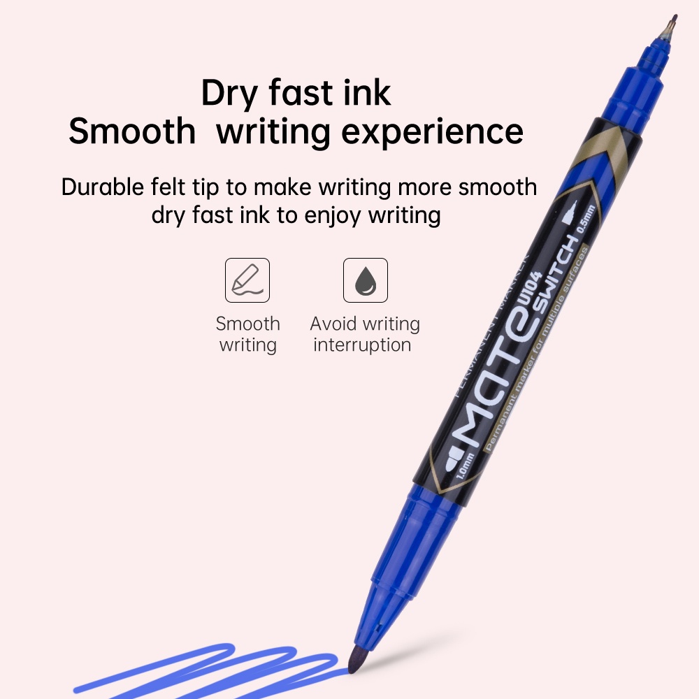 Deli Spidol permanen - 2-tip 0.5mm/1.0mm Cepat kering tidak beracun EU104X0 (5)