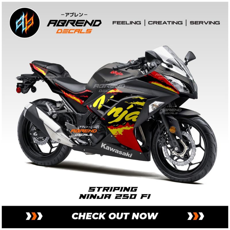 Jual Decal Stripping Kawasaki Ninja Fi Motif Bercak Stiker Motor Ninja Fi Raddy Decal