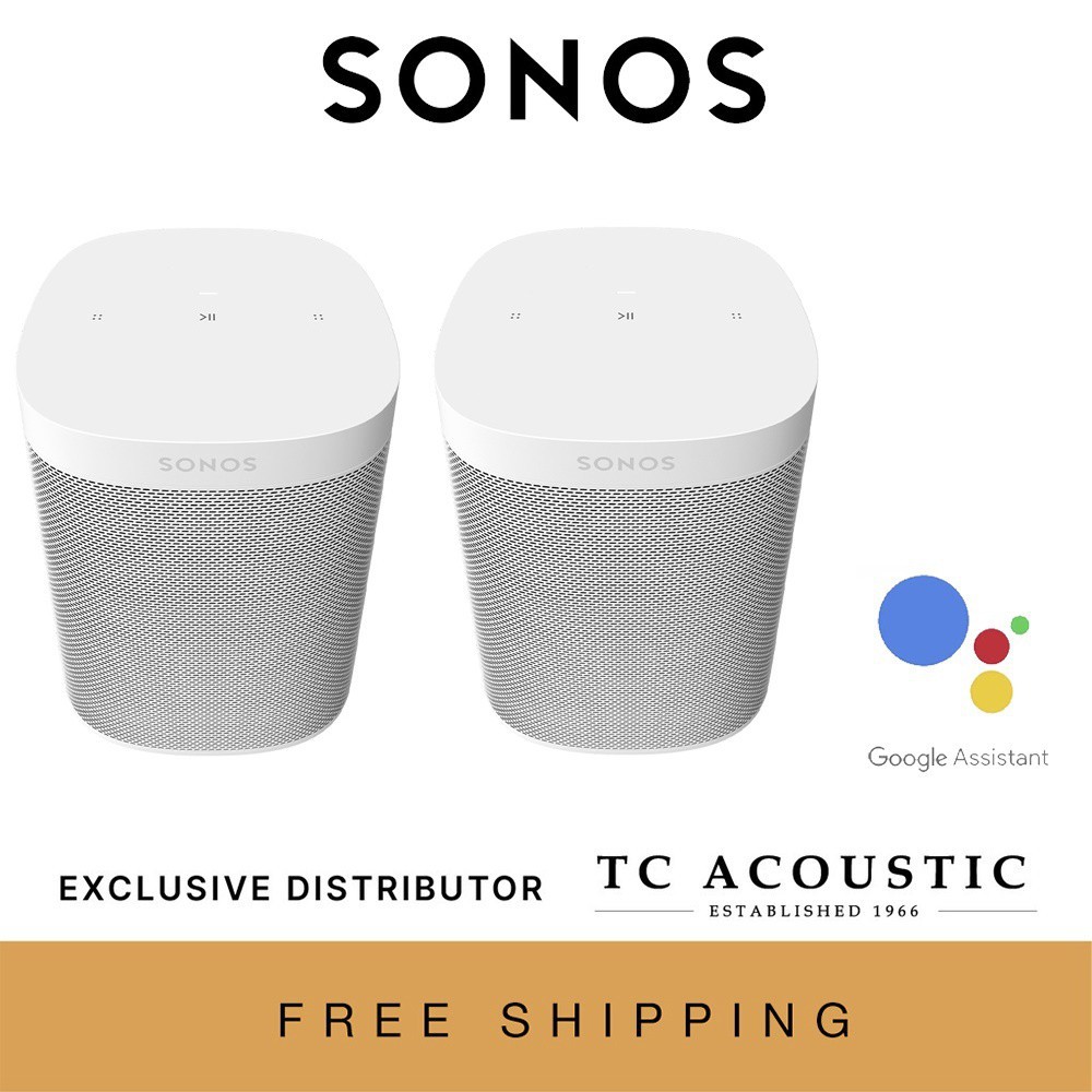 Sonos One SL (Two room set) Microphone-Free Smart Speaker Black White