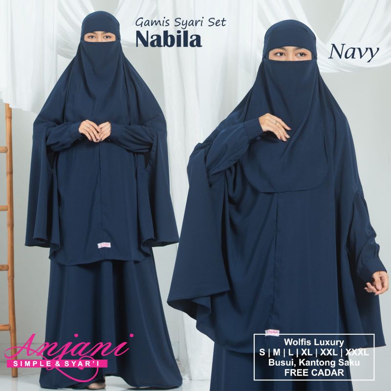 Jual Gamis Polos Nabila Set Syari Gamis Syari Set Khimar Plus Cadar