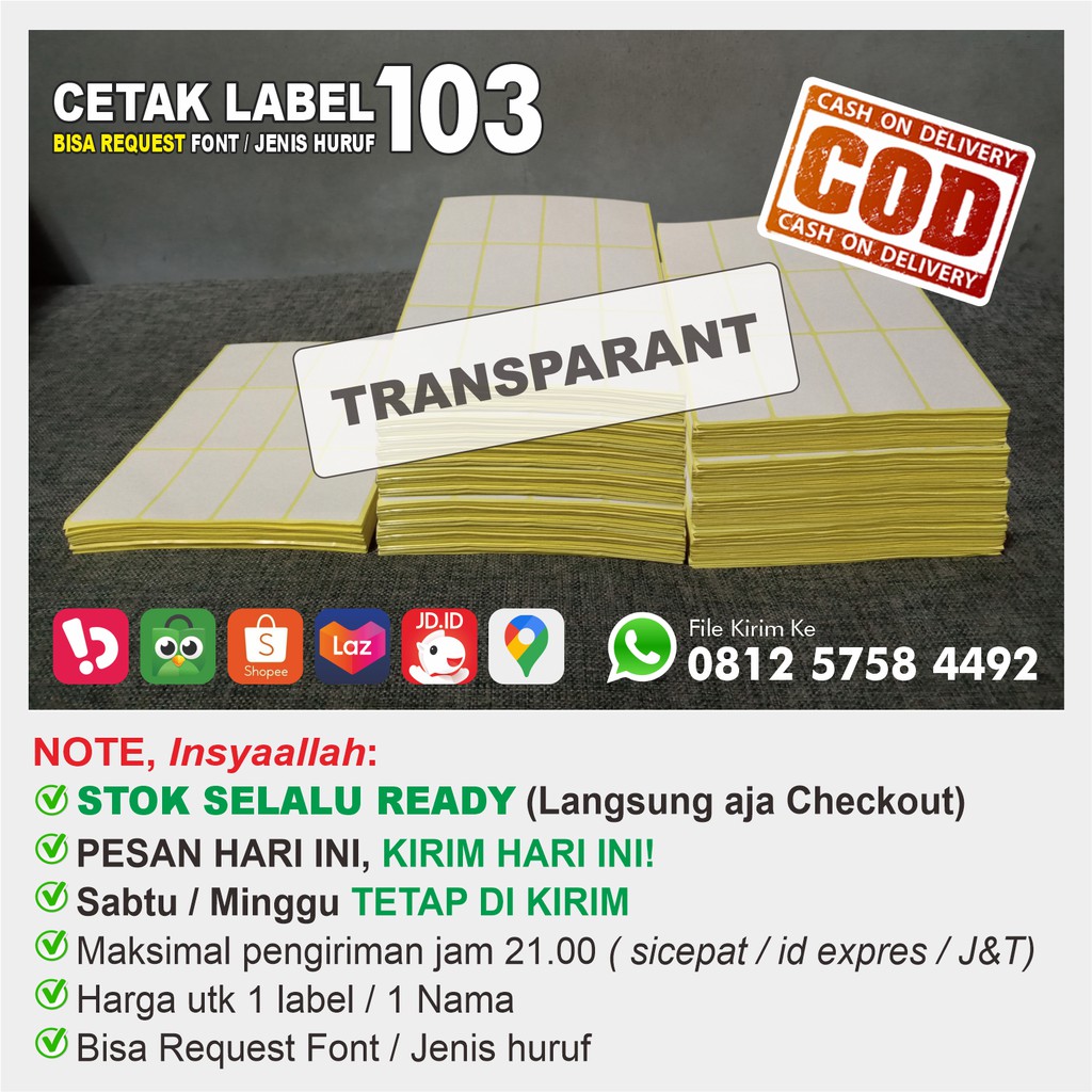Jual Cetak Label Undangan Transparan 103 | Shopee Indonesia