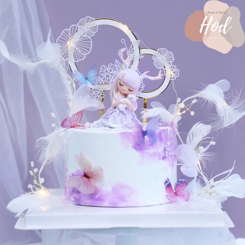 Jual Topper Deer Girl Car Pink Violet Hiasan Dekorasi Kue Ulang Tahun ...