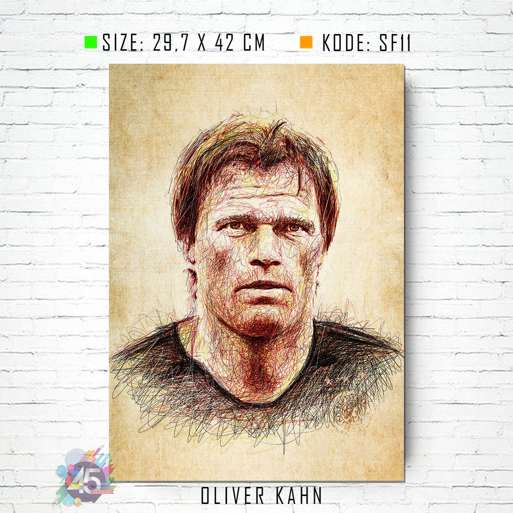 Jual OLIVER KHAN Football Art Sketsa Foto Coretan Poster Kayu Ukuran ...