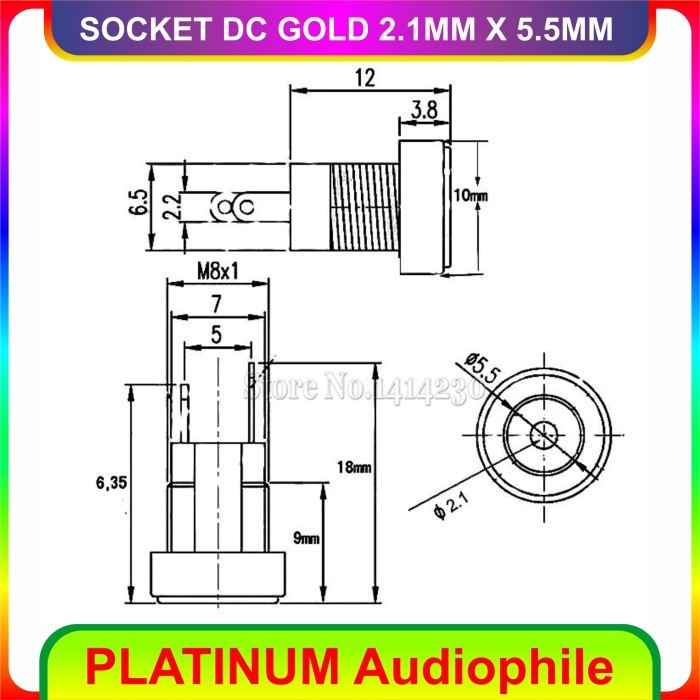 Jual Socket DC Adaptor Female Soket jack adapter Gold 2.1MM X 5.5MM SDC ...