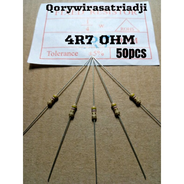 Jual Resistor 4R7 Ohm Resistor 4.7 Ohm1/4 Watt 50pcs | Shopee Indonesia