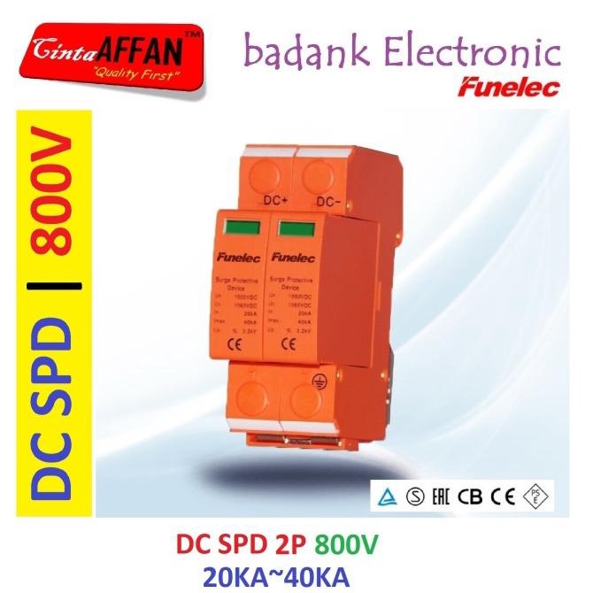 Jual DC SPD 2P 800V Surge Arrester Protect Device Solar PV Panel Surya ...