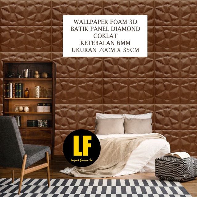 Jual AA Wallpaper Foam 3D Batik Wall Panel Diamond Triangle Coklat ...