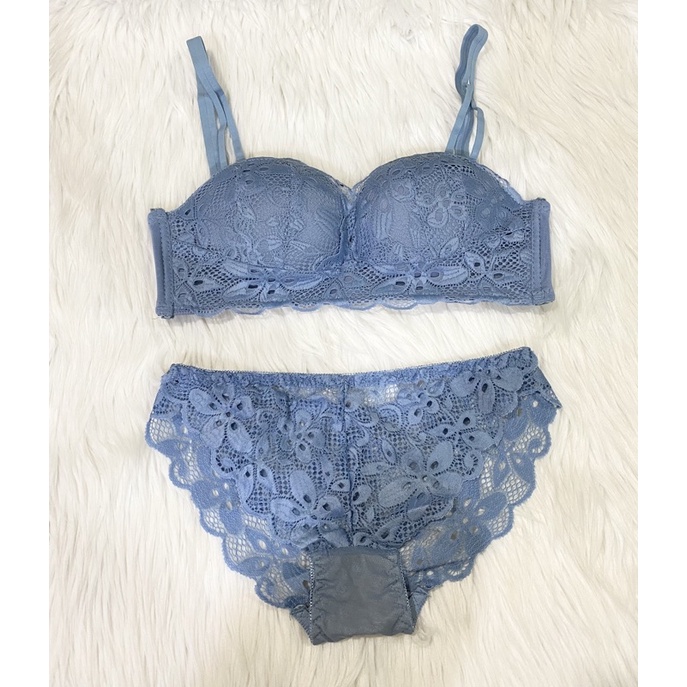 Jual BH Bra Set Push Up Renda Bunga Tanpa Kawat Pakaian Dalam Premium ...